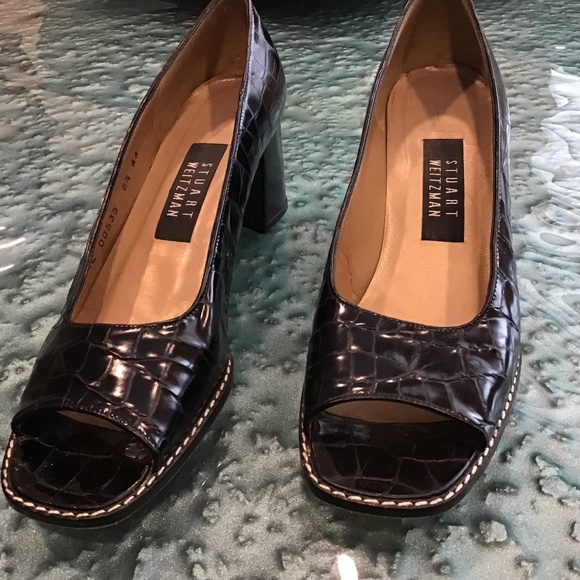 Stuart Weitzman black peep toe heels - Picture 2 of 5